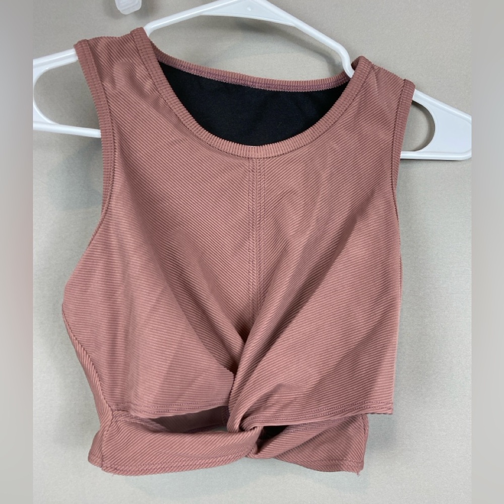 Onzie front twist ribbed crop top Mauve S/M